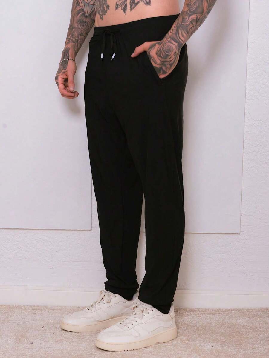 Men's Quick-Drying Ice Silk Pants, Comfortable, Quick-Drying Sports Pants - 黑色 - 查看 1