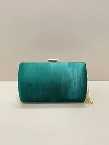 优雅编织晚装手拿包，金色手提包，正式晚装包，适合正式礼服、冬季庆典、派对、圣诞节活动、婚礼 - 含可拆卸链条 - 墨綠色 - 查看 7