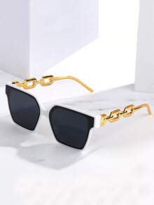 1 Pair Fashion Large Square Frame With Colored Lenses, Suitable For Beach And Party Occasions, Elegant Design - Multicolor - View 8