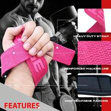 BEAST RAGE Lifting Straps For Weightlifting, Weight Lifting Straps Gym Power Workouts Lifting Wrist Straps Padded Cotton Men Women Support Lifters Deadlift Straps Hard Pull Exercise Straps - Hồng Pro - Xem 7
