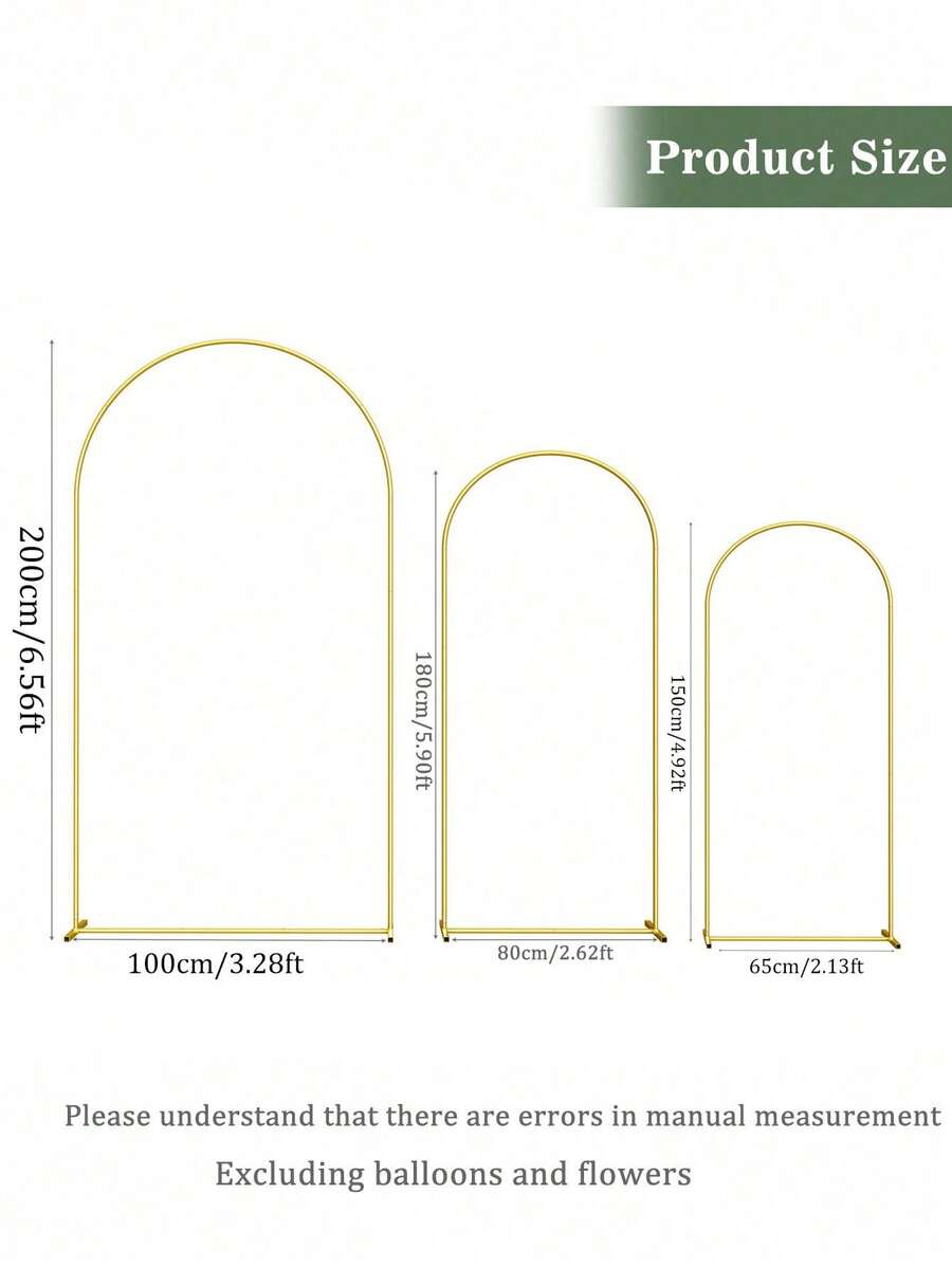 Soporte para arco de boda con telón de fondo de 2 m, 1.8 m, 1.5 m en tres tamaños a elegir. Decoración de arco floral con globos para ceremonias de boda, baby shower, fiesta de cumpleaños al aire libre o interior, color dorado