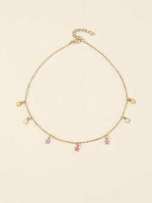 1pc Girls' Minimalist Oil Drop Star Pendant Necklace