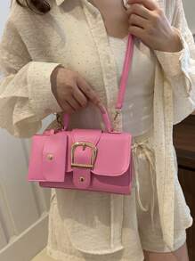 مجموعة من 2 حقيبة بمقبض علوي باللون الوردي، حقيبة كتف من جلد البولي يوريثان، حقيبة يد أنيقة للنساء مع محفظة نقود