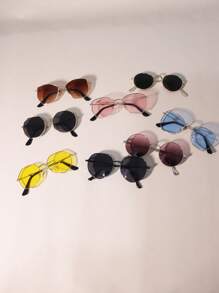 1 Pair Kids Metal Frame Square Fashion Glasses For Boys And Girls, Fashion Outdoor Sun Protection Photography Glasses