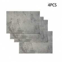 1/4/6 Stücke Set Beton-Textur Leinen Tischsets, maschinenwaschbar, rechteckige Stoff Tischsets, einfarbig grau Küchenmatte, hitzebeständige Geschirruntersetzer, Heim- und Esszimmer Dekoration - Verschiedenfarbig - Übersicht 2