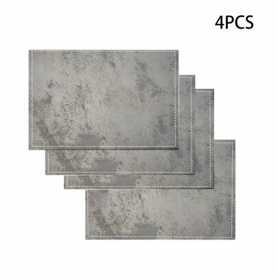 1/4/6 Set Of Concrete Textured Linen Placemats, Machine Washable, Fabric Rectangular Placemats, Pure Gray Kitchen Mats, Insulated Tableware Mats, Home And Restaurant Decorations.