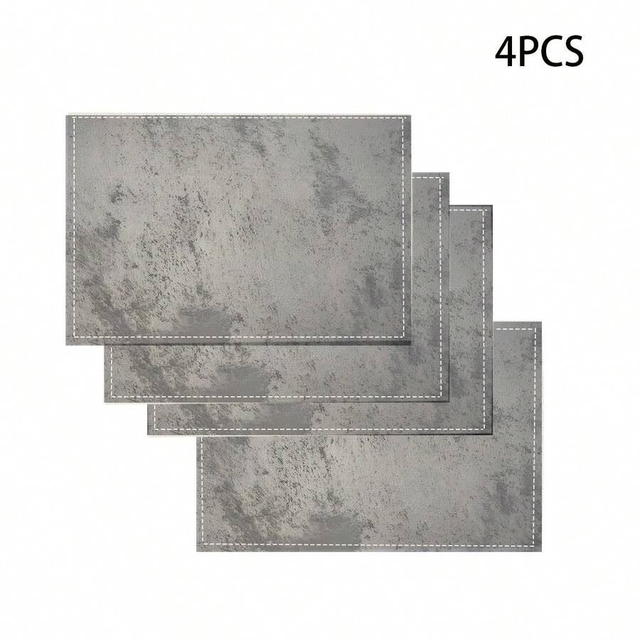 1/4/6 Stücke Set Beton-Textur Leinen Tischsets, maschinenwaschbar, rechteckige Stoff Tischsets, einfarbig grau Küchenmatte, hitzebeständige Geschirruntersetzer, Heim- und Esszimmer Dekoration