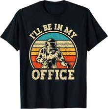 Estaré en mi oficina - Camiseta divertida con chistes sobre soldadores y técnicos de reparación - Negro - Ver 1