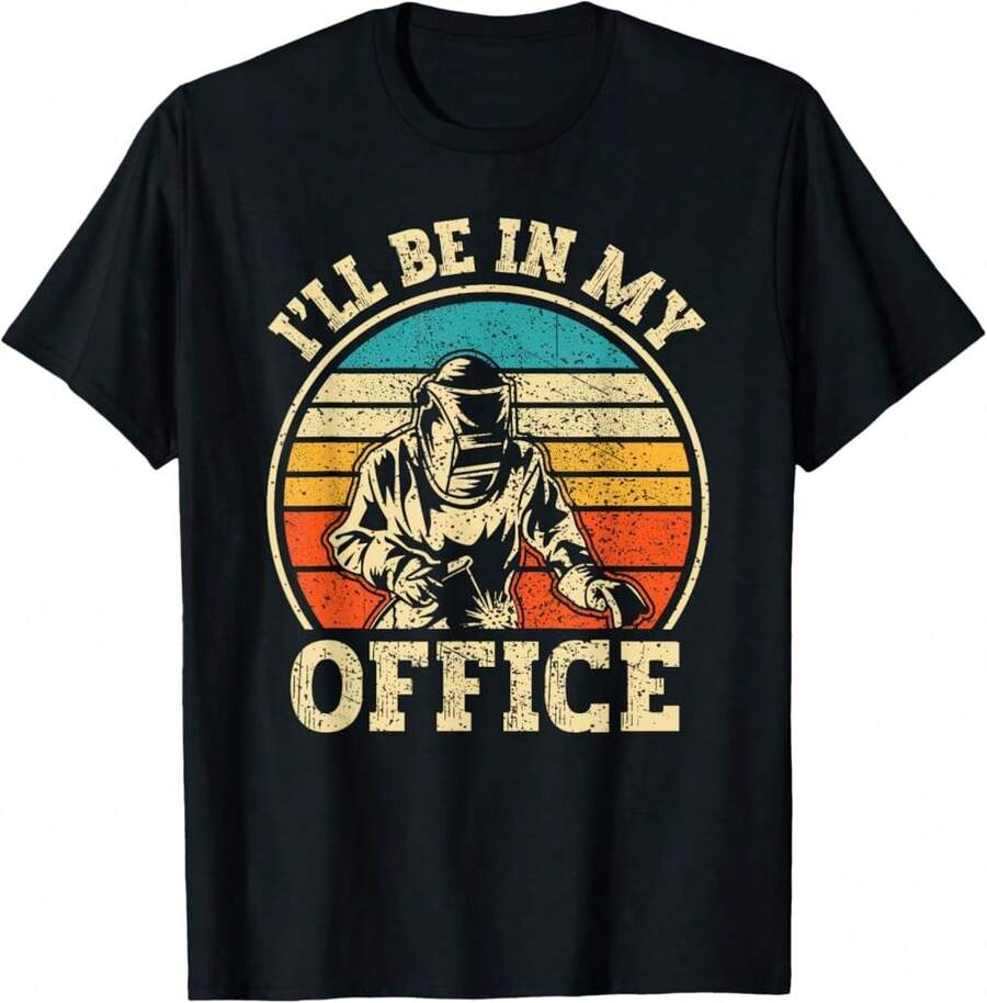 Estaré en mi oficina - Camiseta divertida con chistes sobre soldadores y técnicos de reparación - Negro - Ver 1