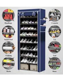 Zapatero simple de múltiples capas, combinación a prueba de polvo, zapatero, zapatero, estante de almacenamiento para dormitorio, estante de acabado, puerta, ahorro de espacio en el hogar - Caqui - Ver 3