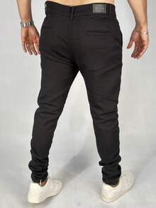 Men's Tailored Social Pants Twill, Elastane, Lycra, Skinny, Built-In Pocket - 黑色 - 查看 3