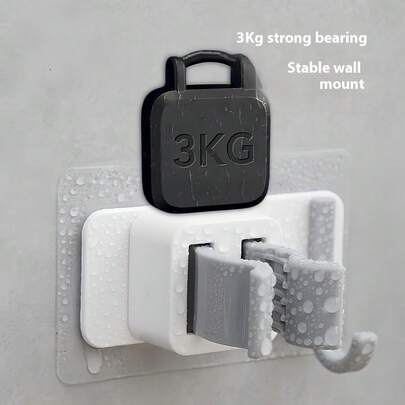 1个免钻孔多功能拖把夹，适用于家庭清洁，高强度粘合剂可牢固夹持并固定重达6.6磅的拖把或其他清洁工具，兼容任何尺寸的拖把头或工具，防滑纹理表面确保操作稳定，是厨房、洗衣房、浴室、车库和杂物间的实用收纳配件，设计紧凑耐用。