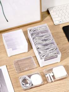 1 Bộ (7 Hộp Nhỏ + 1 Hộp Lớn Màu Trắng) Hộp Lưu Trữ Cáp Dữ Liệu Artifact Power Sạc Cáp Điện Thoại Di Động Bộ Sạc Tổ Chức Cuộn Dây Hộp Quản Lý Cáp Để Bàn - trắng - Xem 4