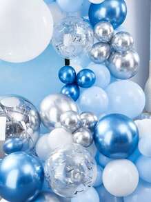 Conjunto de 10/40 globos de látex azul y blanco con confeti para suministros de fiestas temáticas de cumpleaños, decoración de boda bautista, despedida de soltera, Navidad