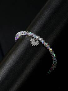 Tkool 1 Stück eleganter, sexy Fußkettchen mit Zirkonia Herz Anhänger, zweifarbige transparente Perlen, beschichtet - Damen Accessoires für den täglichen Gebrauch und den Urlaub, geeignet für alle Jahreszeiten