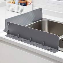 一体式硅胶水槽防溅板 - 可调节厨房台面防溅保护器，可拆卸吸盘防水溅板，多用途洗碗和蔬菜清洁屏障