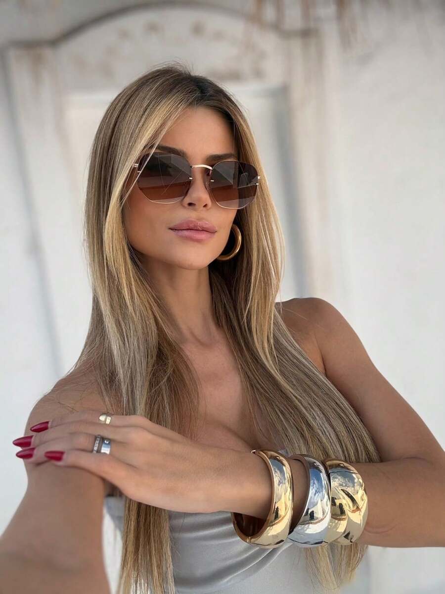 Women's Hexagonal Sunglasses With UV400 Protection