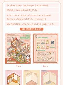 20pcs/Set, Original 3D Scene Stickers Series, 3D Miniature Scene Stickers, DIY Handcraft Diary Stickers. Cartoon 3D Visual Stickers, Creative Self-Adhesive House Micro Landscape Stickers, Stress Relief DIY Scene, Diary Stickers, 3D Stereo Miniature Scene Cartoon Decorative Stickers. No Need To Cut, Cultivate Handicraft Skills, Relieve Stress And Fun, Gift For Friends. Includes 6 Scenes, 12 Material Sheets, 1 Tweezer, And 1 Reference Picture.,School Supplies,Back To School