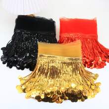 1 Yards Sequin Tassel Fringe Sewing Accessories For Costumes Lace Dance Tassels Pendants DIY 25Cm Wide Trims Decorative Frills Tassles Fringes Sewing Fringe Tassels Fringe Trim Tassel Fringe Trim Garniture Couture Sewing Fringes Fabric And Lace Tassels Crafts Lace For Crafts - Multicolor - View 1