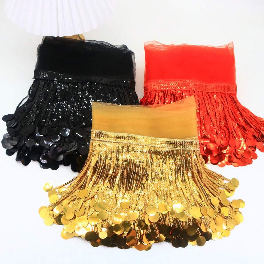 1 Yards Sequin Tassel Fringe Sewing Accessories For Costumes Lace Dance Tassels Pendants DIY 25Cm Wide Trims Decorative Frills Tassles Fringes Sewing Fringe Tassels Fringe Trim Tassel Fringe Trim Garniture Couture Sewing Fringes Fabric And Lace Tassels Crafts Lace For Crafts - Multicolor - View 1