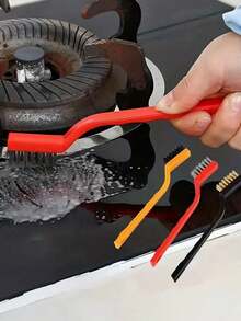 3件套厨房燃气灶清洁拆卸不锈钢丝刷厨房水龙头槽刷缝隙刷燃气灶清洁用品油污灰尘清洁含刮刀钢丝刷缝隙刷烟道刷（使用方法请看视频） - 瓦斯爐刷 - 查看 3