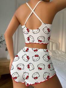 Sanrio Two Pieces Set Hello Kitty Pajama Sets For Women Pajama Sets Sleep Wear Summer Clothes Tops Shirts And Shorts Summer Outfits For Women - White - View 4