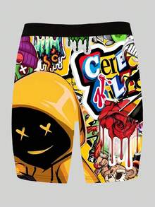 DOKER 3 pièces de boxers allongés novateurs pour hommes avec motifs imprimés personnalisés, doux et agréables à la peau, séchage rapide et respirants, tissu élastique, impression numérique positionnée. Shorts de boxe mode et décontractés, conviennent aux sports, au cyclisme à la maison, etc. - Multicolore - Voir 4