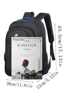 School Season Thick And Wear-Resistant Men's Travel Backpack - Large Capacity Travel Backpack - Large Travel Backpack - Fashionable Backpack School Bags Large Capacity Bag Office Bag Laptop Bag Holiday Laptop Case - Black - View 2