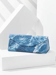 1pc Unisex Colorful Marble Texture Portable Foldable Sunglasses Case, Suitable For Outdoor - Multicolor - View 4