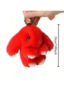 可爱兔子钥匙扣，柔软毛绒材质，白色、粉色、黑色和红色兔子，小巧精致，非常适合装饰背包、手提包和钥匙，生日礼物、节日礼物、毛绒玩具 - 彩色 - 查看 9