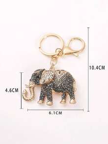 1pc Colorful Elephant Crystal Rhinestone Zinc Alloy Animal Keychain Small Gift For Graduation Y2K - Blue - View 2