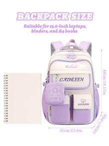 2Pcs/Set Large - Capacity Girls' Backpack With Teddy Bear Print & Portable Handbag, Coin Purse. Student Backpack Fits 15.6 - Inch Laptop, Multi - Functional Pockets. Ideal For Outdoor Travel, Back - To - School, School Trips & Daily Use