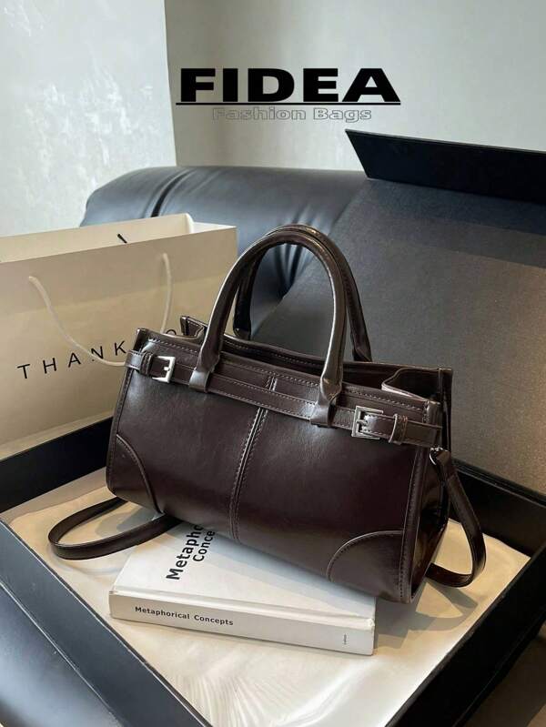 New Fashionable Handbag, Simple Elegant Messenger Bag, PU Leather, Versatile Retro Urban Chic Women Shoulder Bag, Suitable For Commuting, Daily Shopping