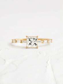 1 Stück eleganter S925 Sterling Silber-Ring mit Kubikzirkonia, Hochzeitsschmuck für Frauen, feiner Schmuck