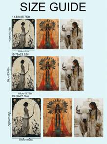 1/3 pièces Œuvre murale vintage Pachamama, déesse inca de la fertilité et des récoltes, mythologie inca, affiche Mère Nature, impression de la culture andine, décoration de maison inca, femmes rétro, bétail