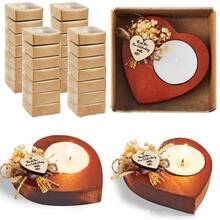 10支/4支/1支装家居装饰香氛蜡烛，木质烛台，新娘礼物烛台，复古木质心形烛台，适用于冥想、酒店或婚礼装饰、现代家居蜡烛、房间装饰、生日毕业礼物、DIY乡村农舍桌面装饰（芦苇草、满天星随机组合发货），感恩节、新年、圣诞节、情人节装饰烛台