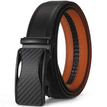 Automatic Buckle Ratchet Belt For Men Black/Blue Carbon Fiber Pattern Belts Male Leather Men Waist Strap Formal Luxury Brands High Quality 3.5cm - 080 - View 6