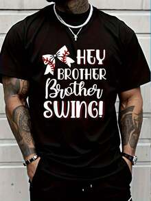 Funny Baseball Sister Hey Swing Baseball Kid-Shirt Graphic Tees Summer Clothes Men Shirts Street Wear - Black - View 1