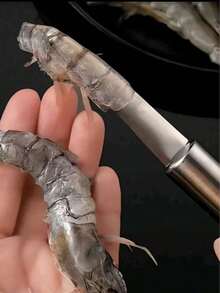 1pc Stainless Steel Shrimp Gut Cleaner - Seafood Sheller - Shrimp Shell Cutter - Portable Shrimp Gut Cleaner - Easy To Clean Kitchen Gadgets, Suitable For Lobster And Prawn Preparation - Silver - View 4