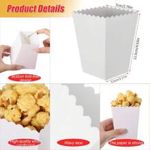 100/48/36/24/12PCS/1PCWhite Popcorn Boxes, 2 X 4.5 X 3 Inch Mini Popcorn Boxes For Movie Night DecorationsChristmas / Halloween