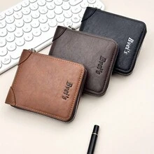 1 件男士时尚钱包，PU 做旧卡夹，大容量信用卡/借记卡、纸币和硬币收纳袋 - A - 查看 3