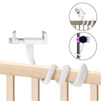 Soporte de cámara flexible y fácil de instalar - Agarre de silicona, aleación de magnesio y aluminio con clip, perfecto para monitores de bebé y cámaras de interior, compatible con varios modelos, retorcible, sin agujeros, soporte de cámara seguro.