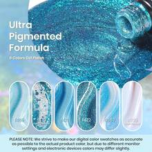 Beetles Shimmer Gel Nail Polish Set - 6 Colors Purple Glitter Blue Green Mermaid Pastel Nail Gel Drawing Soak Off Uv Led Needed With Pastel Sticker - 0-0-Ice Blue Gel Nail Polish - 查看 3