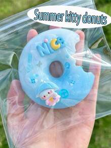 Sanrio 1 pieza Juguete esponjoso y suave con diseño creativo y lindo de dona, juguete anti-estrés de rebote lento, serie de verano con diseño de dona, pata de gato de caricatura, juguete esponjoso de barro, juguete esponjoso de gofre, juguete realista anti-estrés, etiqueta suave, regalo de fiesta (estilo y color aleatorio)