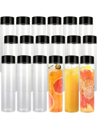 6 Packs 13.6 OZ (400 Ml) Clear PET Plastic Juice Bottles With Black Lids- Plastic Smoothie Bottles Ideal For Juice, Milk And Other Beverage,Empty Plastic Juice Bottles With Leak-Proof Caps Clear Water Bottle, For Outdoor, Camping