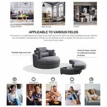 [Video] Welike Swivel Accent Barrel Modern Dark Grey Sofa Lounge Club Big Round Chair With Storage Ottoman Linen Fabric For Living Room Hotel With Pillows-6899 - Nhiều màu - Xem 10