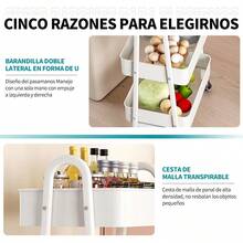 Carro de Almacenamiento Organizador Multiusos: Carro de baño de Almacenamiento de 3 Niveles, Carro de Cocina, Estante Organizador con Ruedas para Cocina, Sala de Estar, Oficina - Blanco 01 - Ver 12