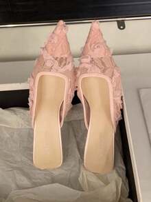 法式粉色拼色一脚蹬凉鞋，尖头高跟鞋，适合连衣裙，女士鞋，2025 年春季仙女般的设计