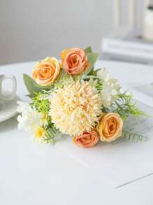 1PC/3PCS Artificial Rose, Hydrangea Flowers Silk Bouquets Fake Plants For Spring Wedding Vase For Home Dining Room Bedroom Decorations, Mother's Day Valentine's Day Festival Birthday Party Accessories, Outdoor Garden Decorations Autumn