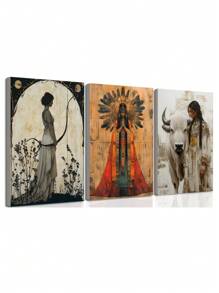 1/3 pièces Œuvre murale vintage Pachamama, déesse inca de la fertilité et des récoltes, mythologie inca, affiche Mère Nature, impression de la culture andine, décoration de maison inca, femmes rétro, bétail